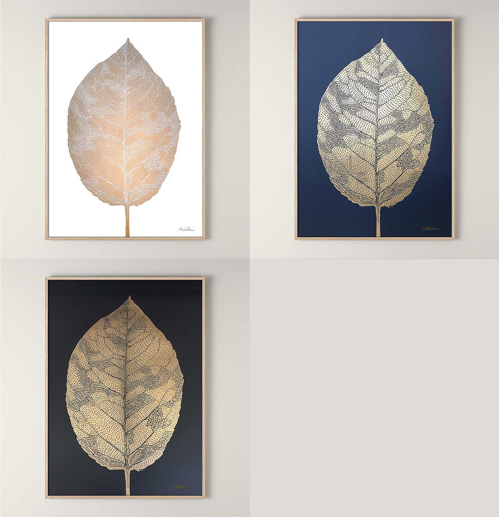 Birch Leaf Gold/Black 50x70 • Monika Petersen